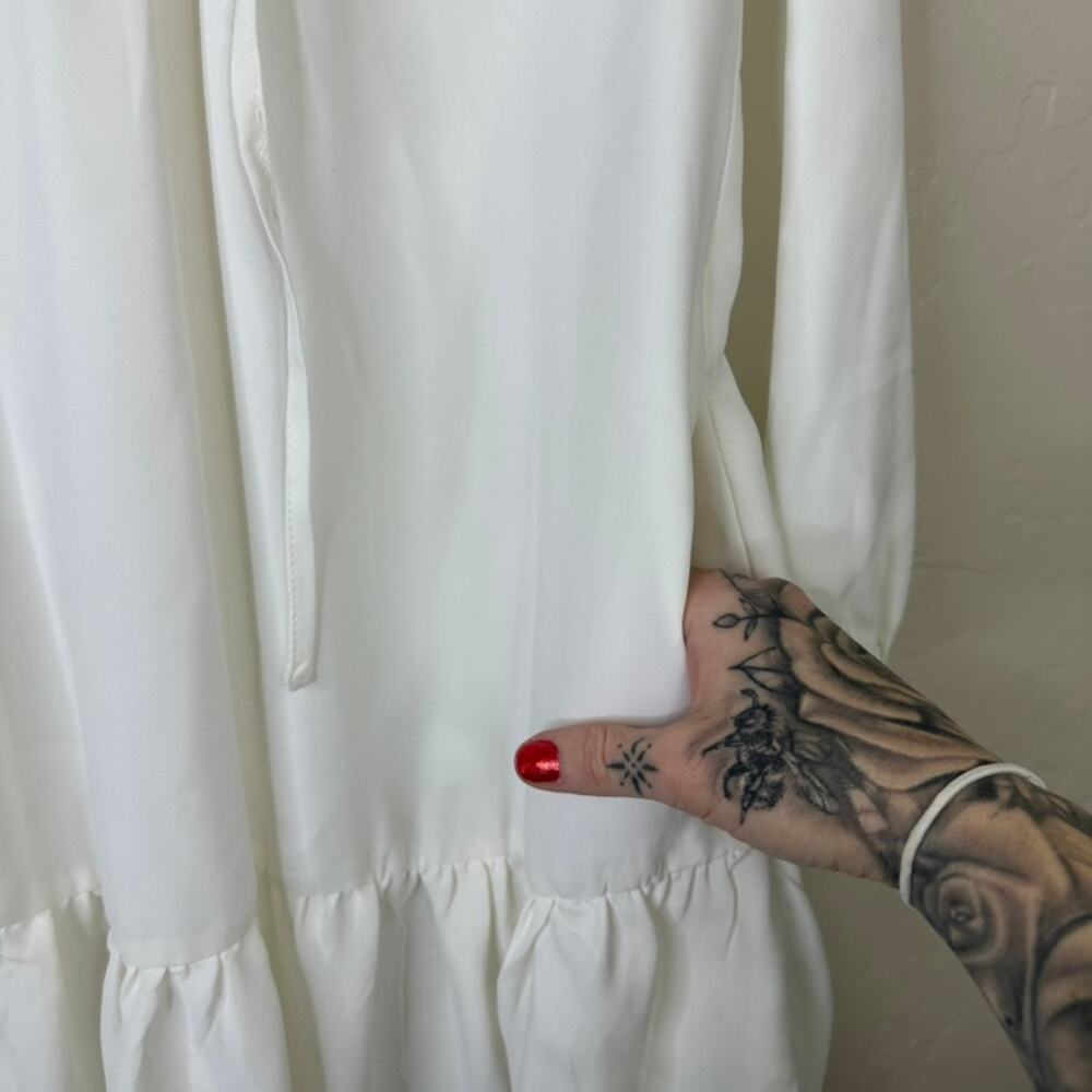 1.State White Split-Neck Pintuck-Front Trapeze Fl… - image 8